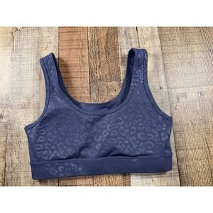 Zyia Active Women's Small Navy Blue Leopard Print Sports Bra Workout Yoga